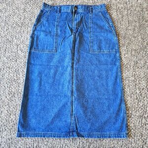 Y2K Cabela's Casuals Maxi Midwash Demin Skirt w/ Back Slit Pockets Sz. 16